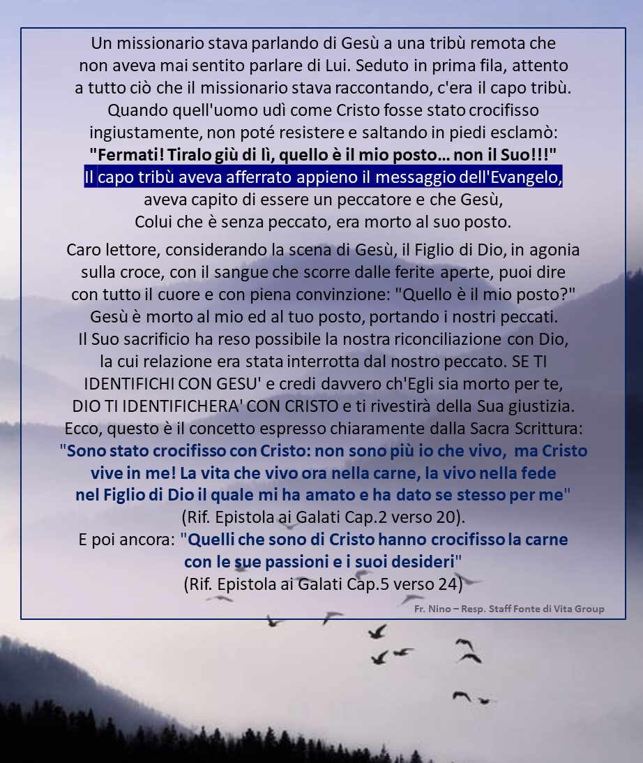 Ges� Cristo prese il mio posto