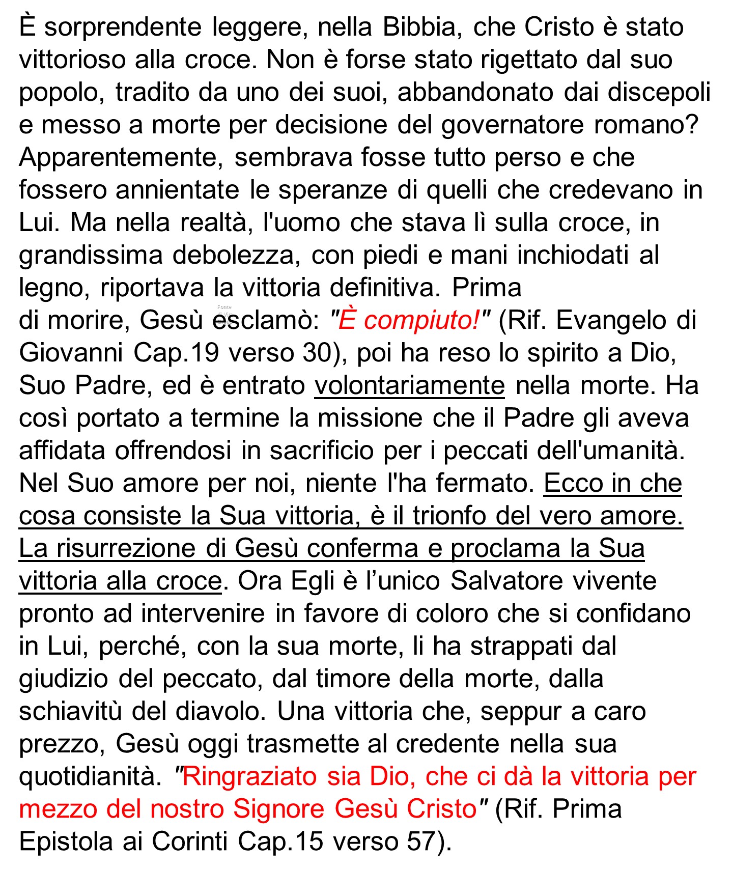 LA VITTORIA DI GESU' CRISTO