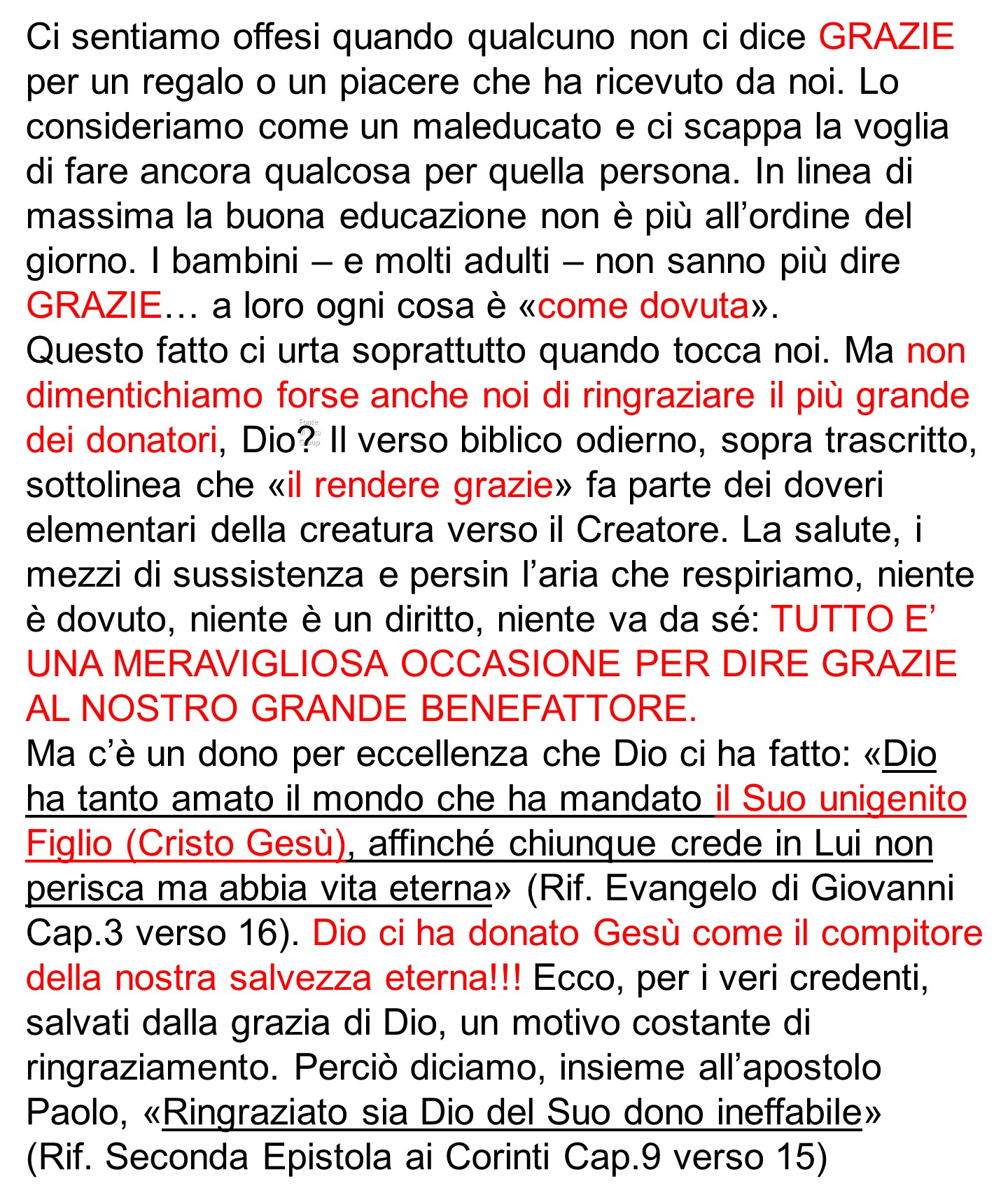 SAPER Ringraziare Dio