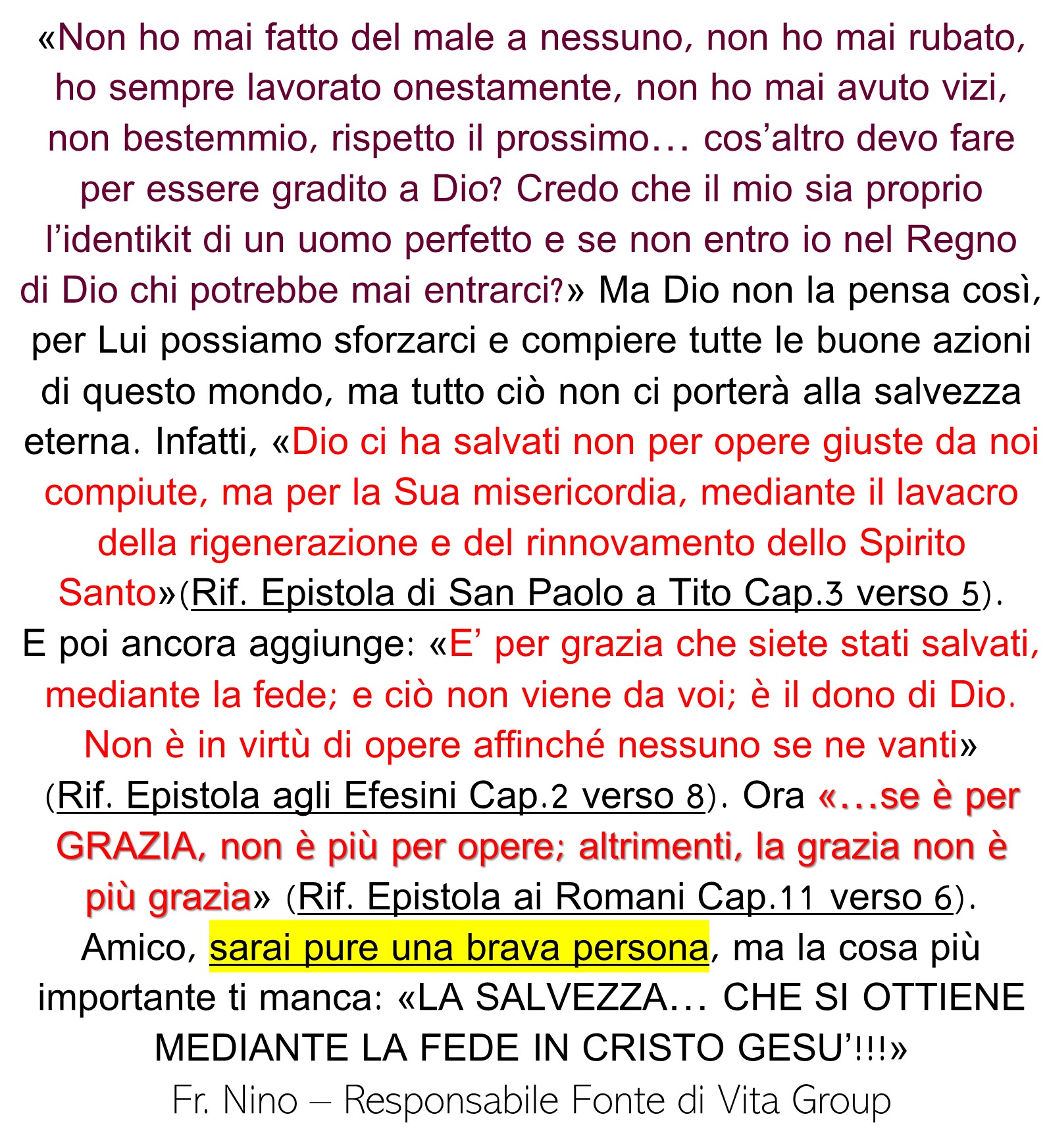 LA SALVEZZA PER GRAZIA DI DIO - Evangelici