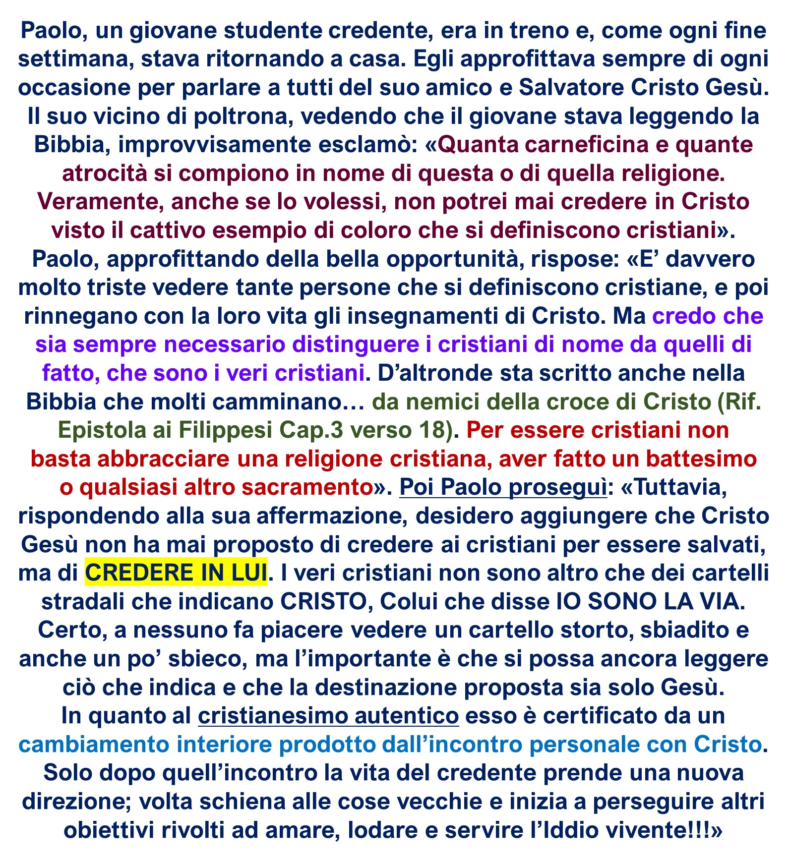 Essere veri cristiani