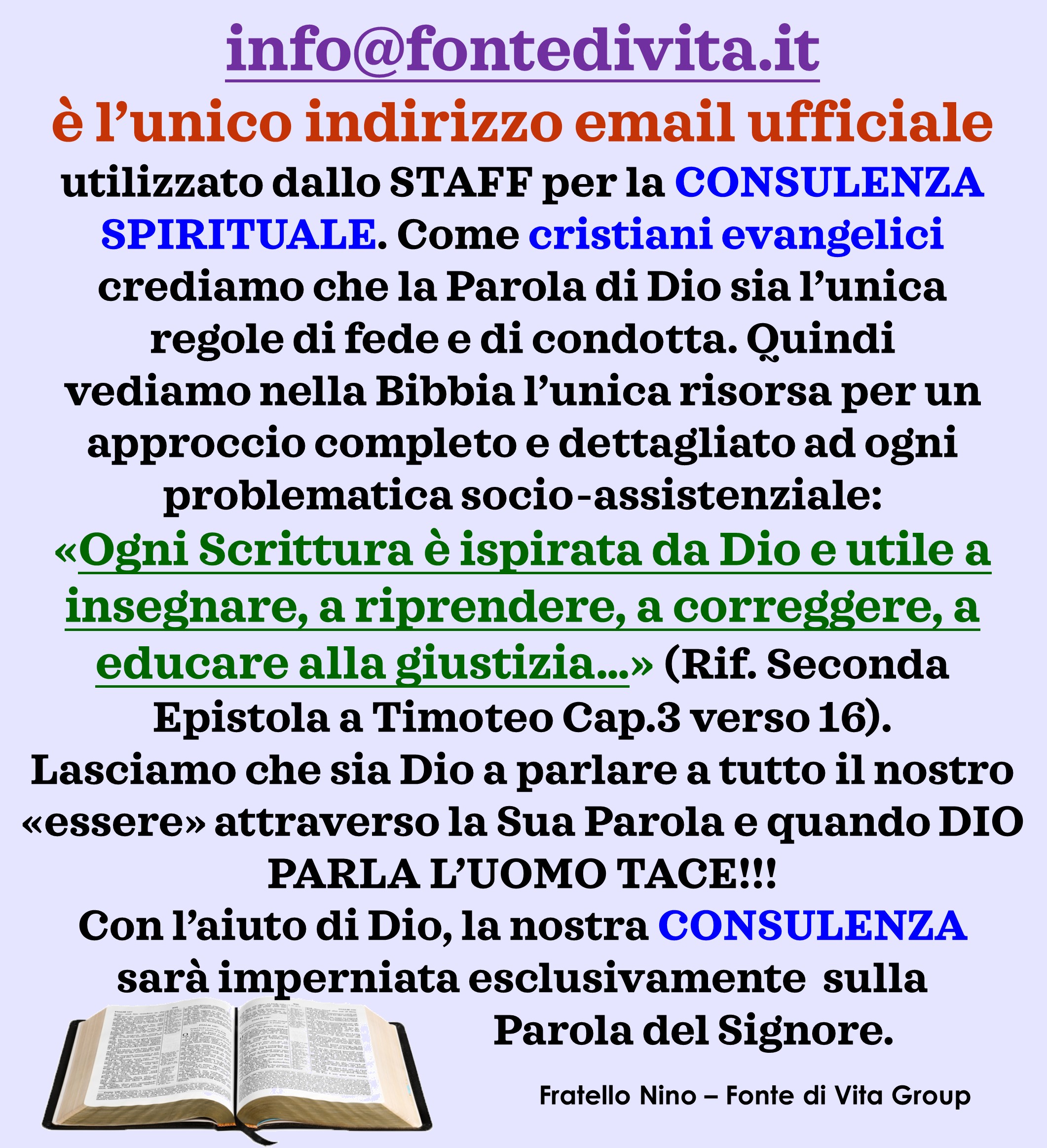 Evangelici - Unico indirizzo ufficiale per i contatti con FontediVita.it