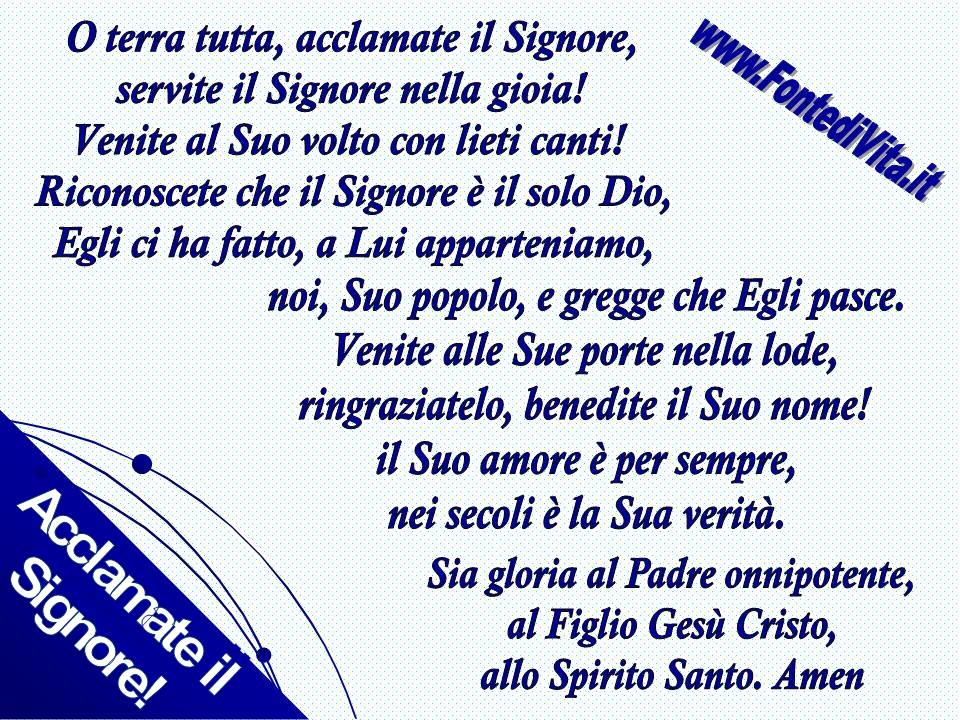 Dal Sito Evangelico FontediVita.it - Acclamate l'Eterno